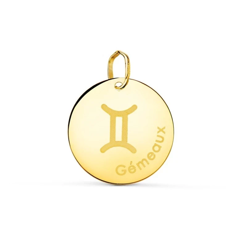 Géminis Horóscopo Colgante Oro 18k unisex 16 mm. francés GÉMEAUX. Gra