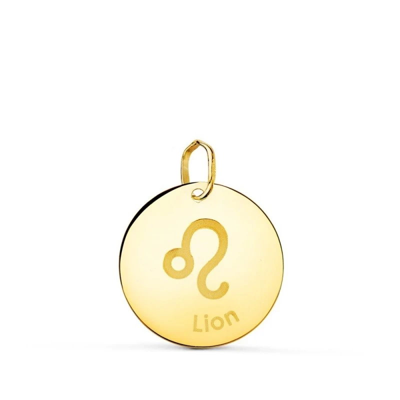 Leo Horóscopo Colgante Oro 18k unisex 16 mm. francés LION. Grabación