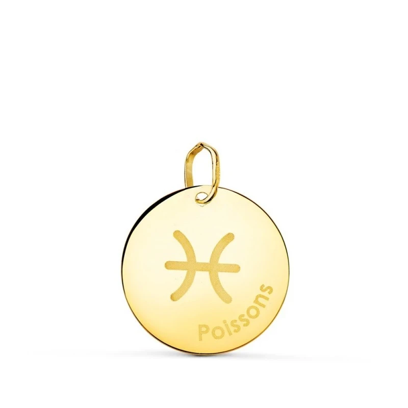 Piscis Horóscopo Colgante Oro 18k unisex 16 mm. francés Poissons. Gra