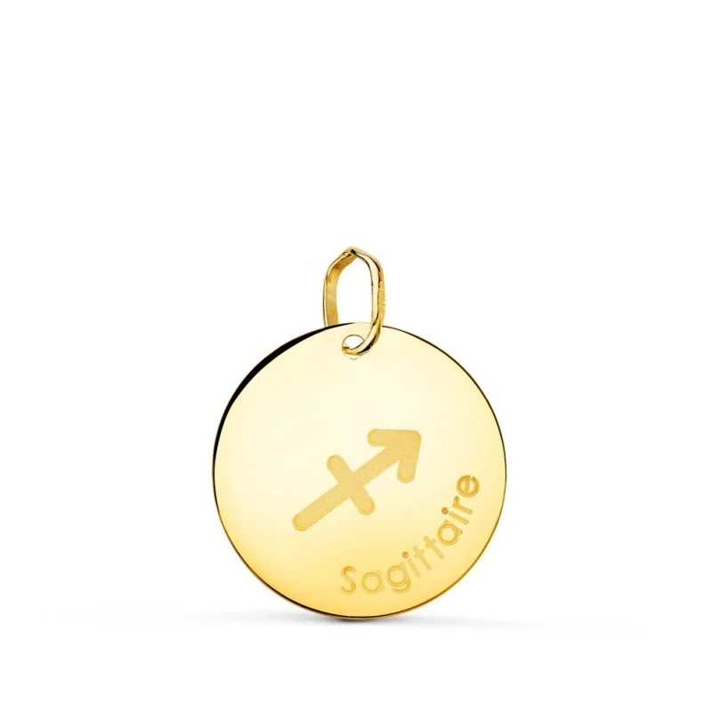 Sagitario Horóscopo Colgante Oro 18k unisex 16 mm. francés Sagittaire