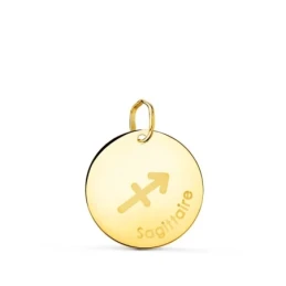 Sagitario Horóscopo Colgante Oro 18k 16 mm. francés Sagittaire. Graba