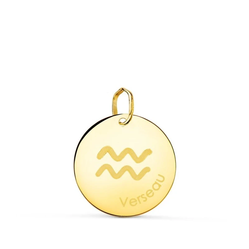 Acuario Horóscopo Colgante Oro 18k unisex 16 mm. francés Verseau