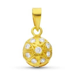 Colgante Oro 18k mujer 13 mm. redondo circonitas centro
