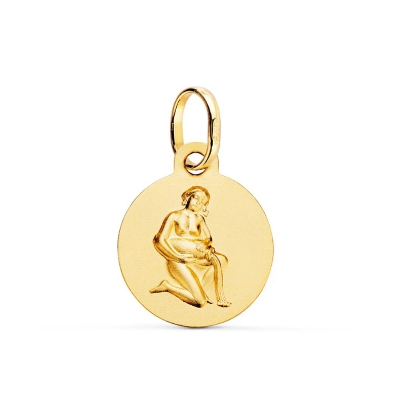 Acuario Horóscopo Colgante Oro 18k mujer 13 mm. matizada