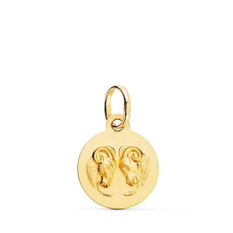 Aries Horóscopo Colgante Oro 18k mujer 13 mm. matizada. Grabación inc