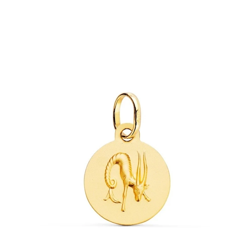 Capricornio Horóscopo Colgante Oro 18k mujer 13 mm. matizada. Grabaci