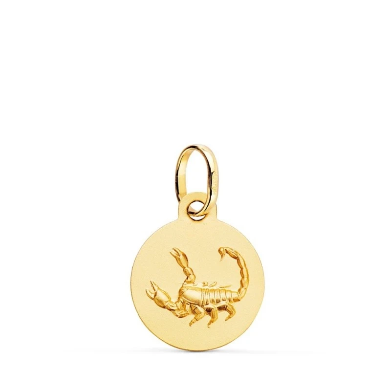 Escorpio Horóscopo Colgante Oro 18k mujer 13 mm. matizada. Grabación