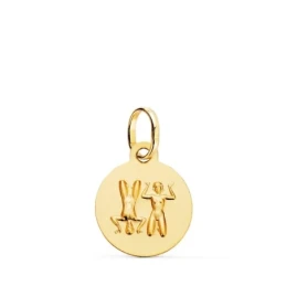 Géminis Horóscopo Colgante Oro 18k mujer 13 mm. matizada. Grabación i