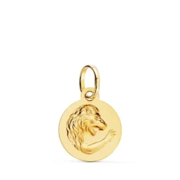 Leo Horóscopo Colgante Oro 18k mujer 13 mm. matizada. Grabación inclu