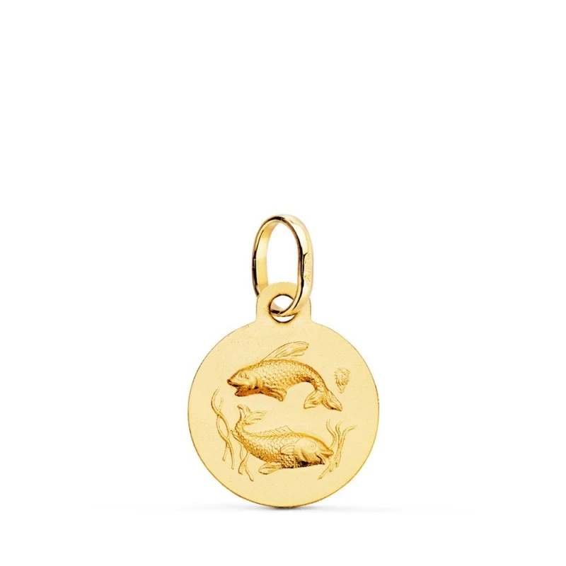 Piscis Horóscopo Colgante Oro 18k mujer 13 mm. matizada