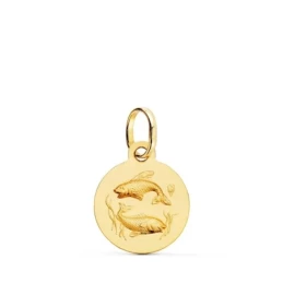 Piscis Horóscopo Colgante Oro 18k mujer 13 mm. matizada. Grabación in
