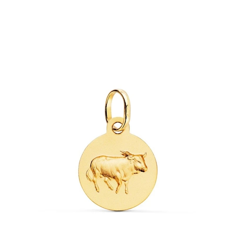 Tauro Horóscopo Colgante Oro 18k mujer 13 mm. matizada. Grabación inc
