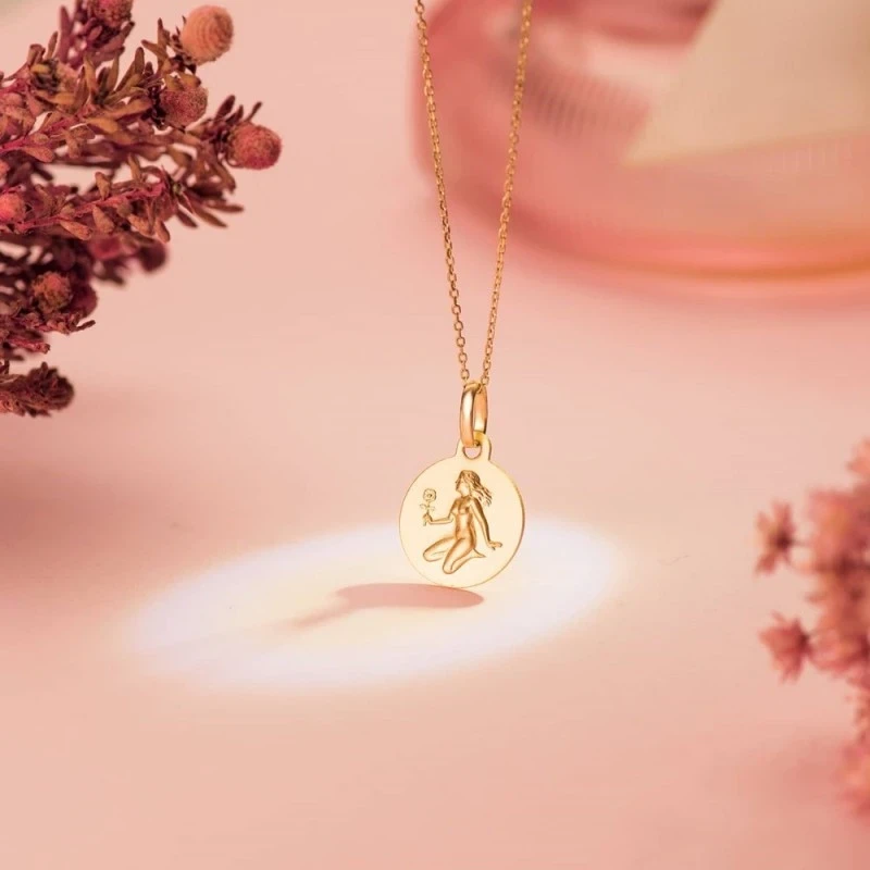 Virgo Horóscopo Colgante Oro 18k mujer 13 mm. matizada