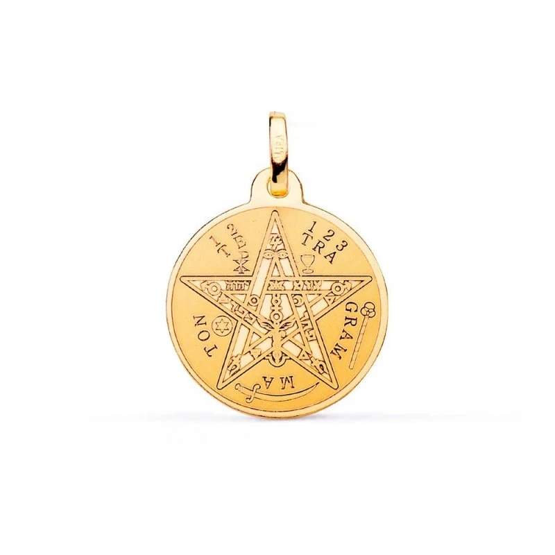 Tetragramatón Colgante Amuleto Oro 18k unisex 18 mm. mate combinado b