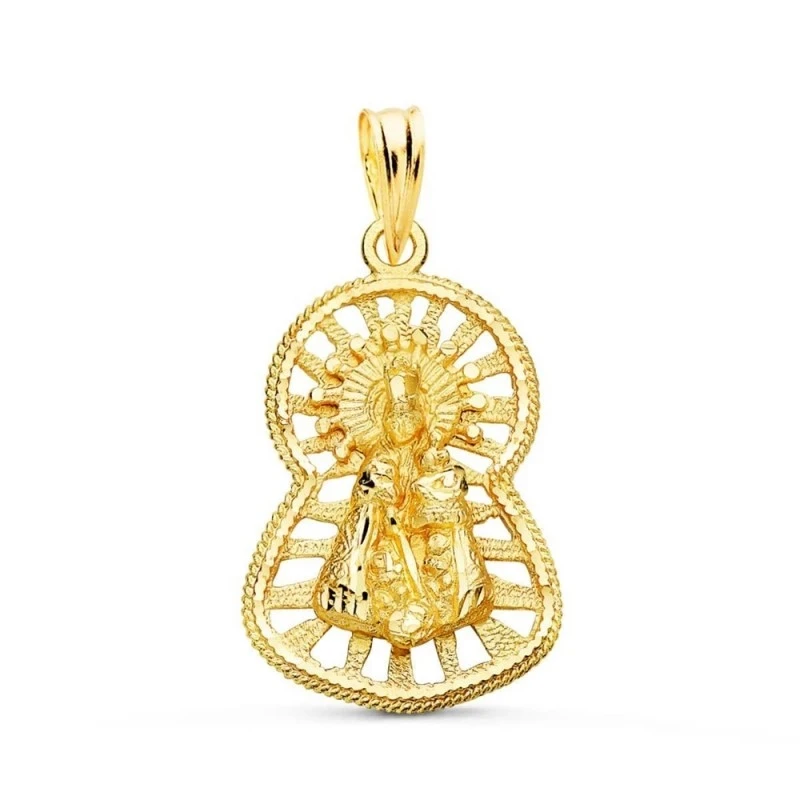 Virgen de los Desamparados Medalla Oro 18k unisex 22 mm. silueta cerc