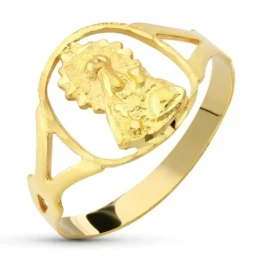 Virgen de Linarejos Sortija Oro 18k mujer cabeza ovalada detalle cerc