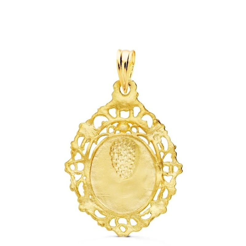 Virgen de la Macarena Medalla Oro 18k unisex 27 mm. filigrana cerco c