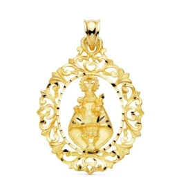 Virgen de Covandonga Medalla Oro 18k unisex 39 mm. detalles tallados