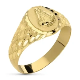 Virgen del Rocío Sello Oro 18k niño Primera Comunión detalles tallado