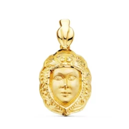 Virgen del Rocío Colgante Oro 18k unisex 23 mm. rostro detalle siluet
