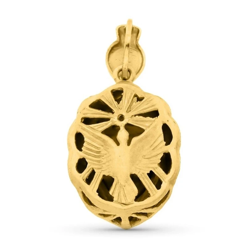 Virgen del Rocío Colgante Oro 18k unisex 23 mm. rostro detalle siluet