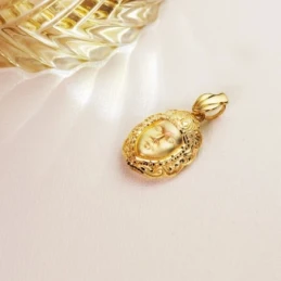 Virgen del Rocío Colgante Oro 18k unisex 23 mm. rostro detalle siluet