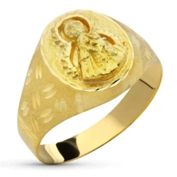 Virgen de la Estrella Sello Oro 18k mujer relieve detalles laterales