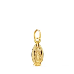 Virgen de Guadalupe México Colgante Oro 18k unisex 14 mm. silueta mat