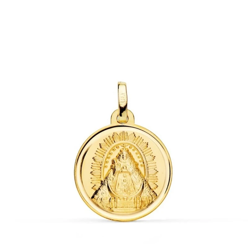 Virgen de las Nieves Medalla Oro 18k unisex 18 mm. bisel liso