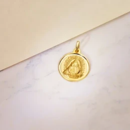 Virgen de las Nieves Medalla Oro 18k unisex 18 mm. bisel liso