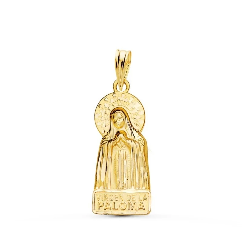 Virgen de la Paloma Colgante Oro 18k unisex 20 mm. silueta tallada