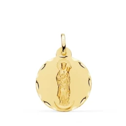 Virgen de la Almudena Medalla Oro 18k unisex 20 mm. borde tallado