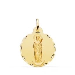 Virgen de la Almudena Medalla Oro 18k unisex 22 mm. borde tallado. Gr