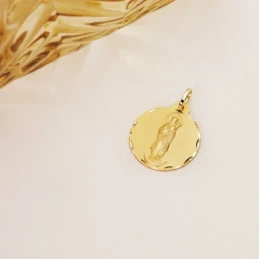 Virgen de la Almudena Medalla Oro 18k unisex 22 mm. borde tallado. Gr
