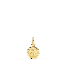 Virgen del Mar Medalla Oro 18k unisex 8 mm. bordes tallados