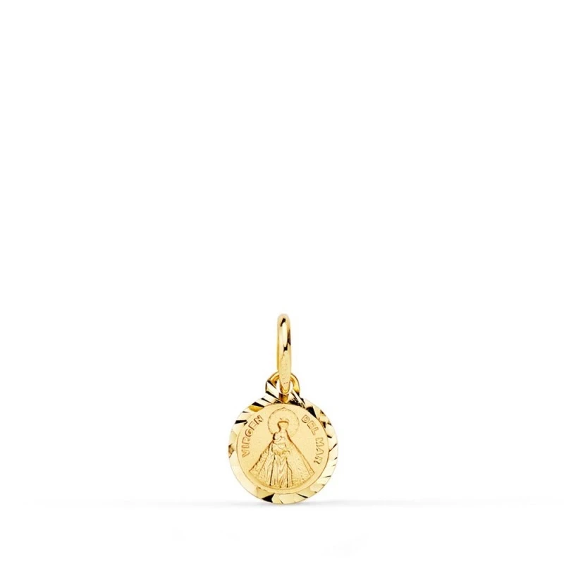 Virgen del Mar Medalla Oro 18k unisex 8 mm. bordes tallados