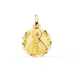 Virgen del Mar Medalla Oro 18k unisex 16 mm. bordes tallados