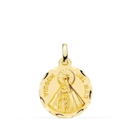 Virgen del Mar Medalla Oro 18k unisex 18 mm. bordes tallados