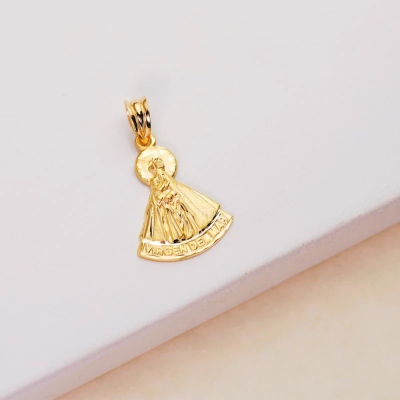 Virgen del Marca Colgante Oro 18k unisex 20 mm. silueta tallada