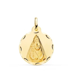 Virgen Negra Medalla Oro 18k unisex 22 mm. bisel tallado