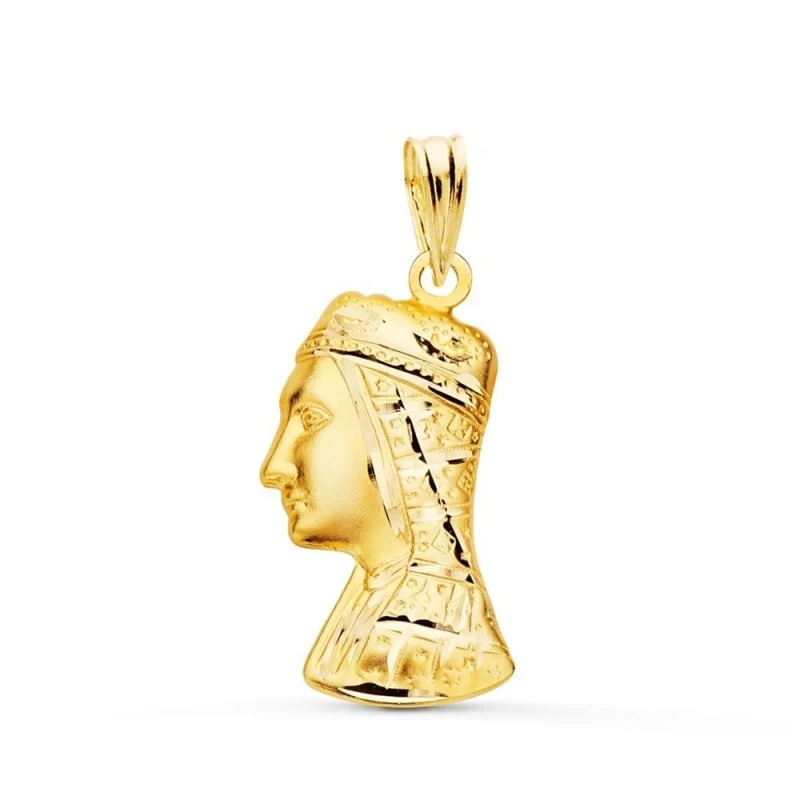 Virgen de Montserrat Colgante Oro 18k unisex 25 mm. silueta detalles