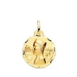 Virgen de Montserrat Medalla Oro 18k unisex 20 mm. detalles tallados