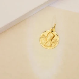 Virgen de Montserrat Medalla Oro 18k unisex 20 mm. detalles tallados