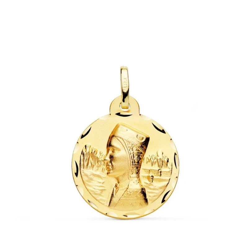 Virgen de Montserrat Medalla Oro 18k unisex 20 mm. borde tallado. Gra