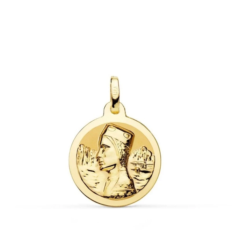 Virgen de Montserrat Medalla Oro 18k unisex 18 mm. bisel liso