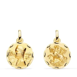 Escapulario Virgen de Montserrat Corazón de Jesús Medalla Oro 18k uni