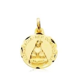Virgen de Alta Gracia Medalla Oro 18k unisex 16 mm. borde tallado