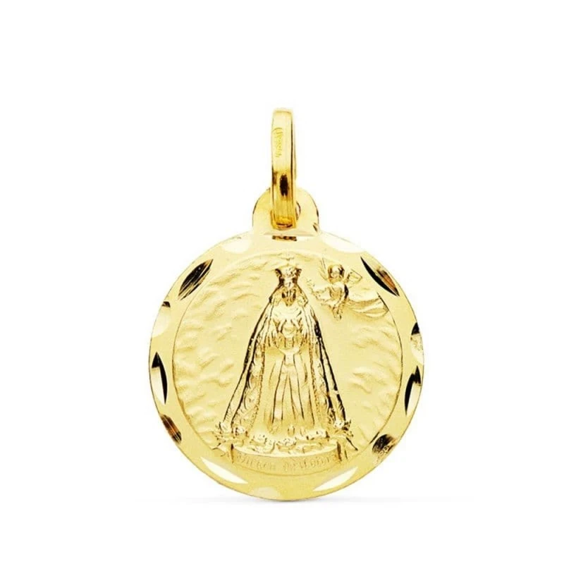 Virgen de Cotoca Medalla Oro 18k unisex 18 mm. borde tallado. Grabaci