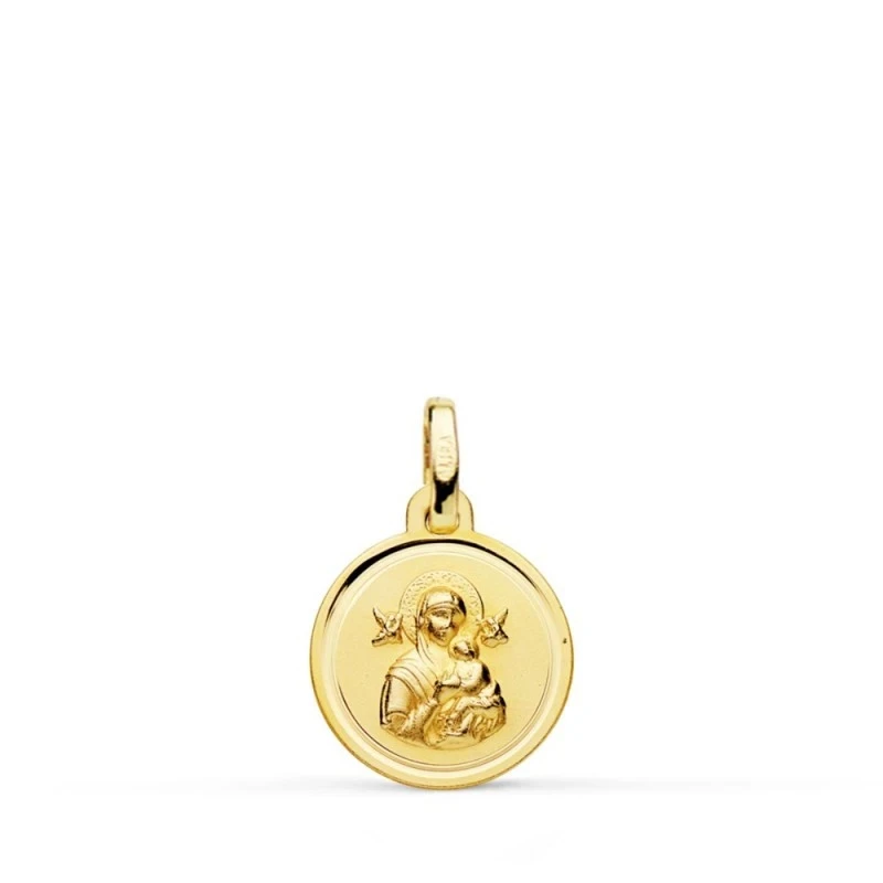 Virgen del Perpetuo Socorro Medalla Oro 18k unisex 12 mm. bisel liso