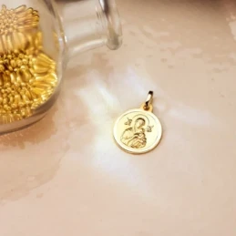 Virgen del Perpetuo Socorro Medalla Oro 18k unisex 16 mm. bisel liso
